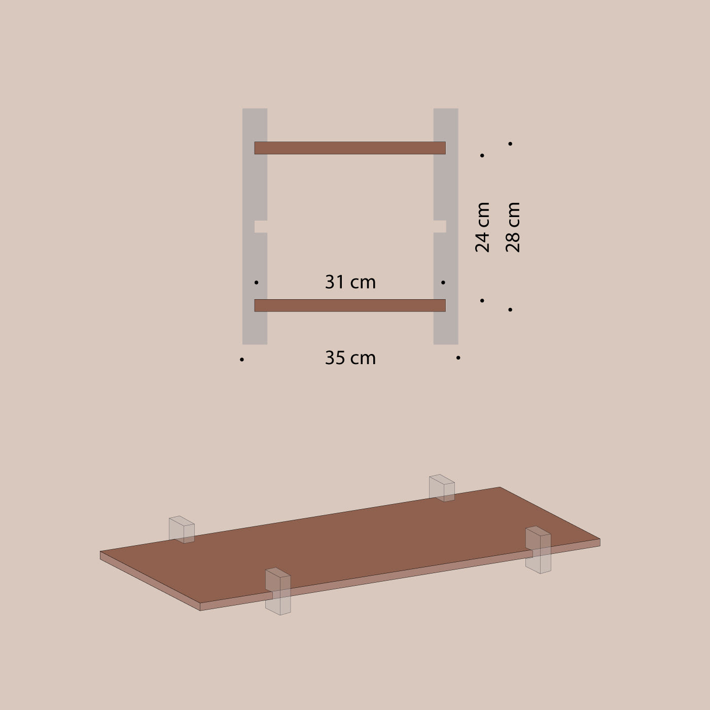 Abel system - Hylleplate Gulvmodell - 31 x 280 cm