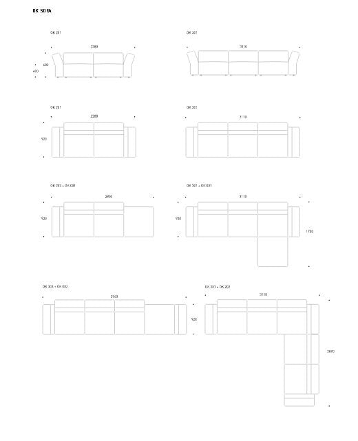 OK sofa - 228 cm